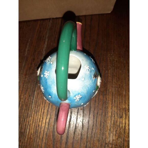 Vintage Oneida Sakura Snowglobe Christmas Holiday Snowman Mini Teapot - Picture 6 of 8